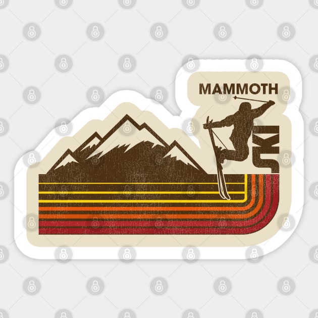 Retro Mammoth 70s/80s Style Skiing Stripe Sticker by darklordpug